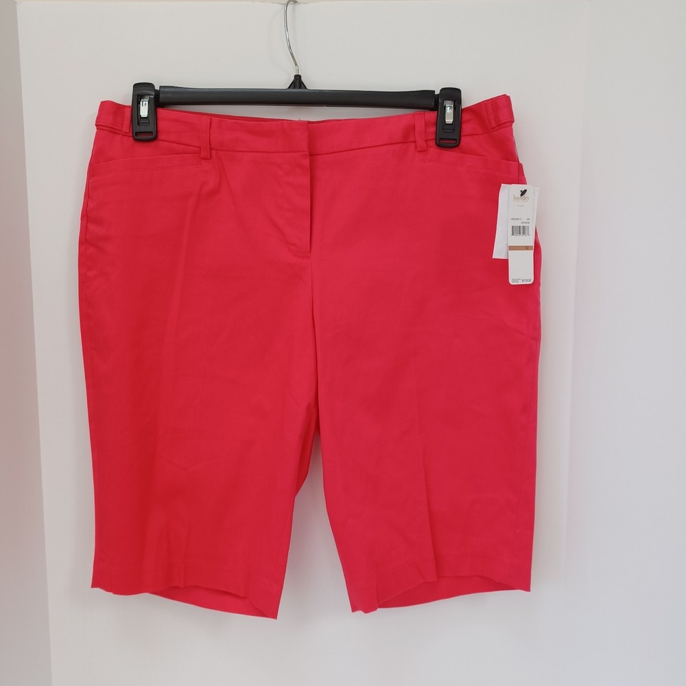 NWT Laundry By Shelli Segal LA Women's Geranium Pink Bermuda Shorts Size 12